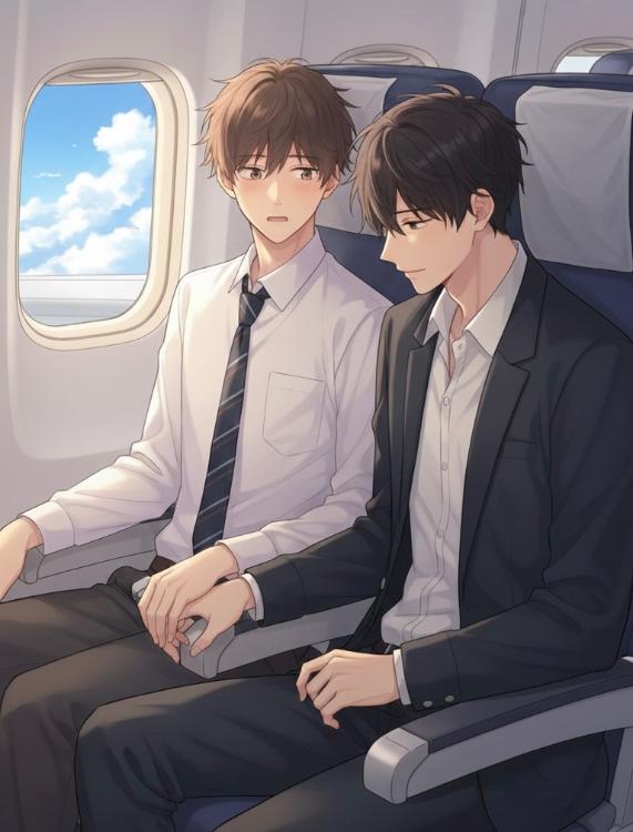 乱気流の飛行機でパニックになり、隣の奴に手を握ってもらったら、転校先の生徒会長でした。